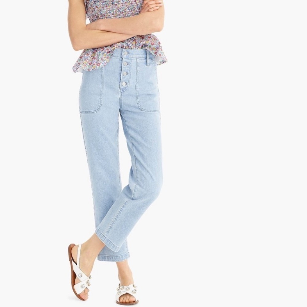 J. Crew Straight Leg Crop Button Fly Jeans